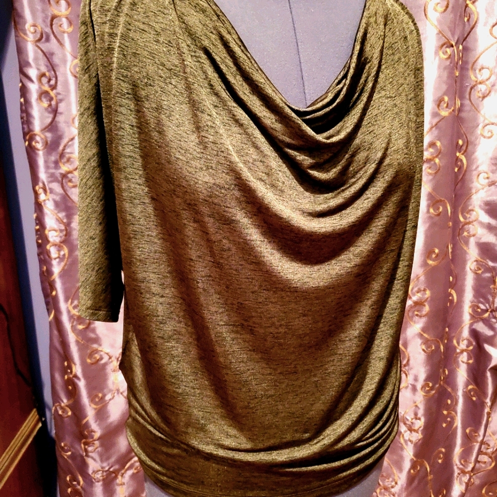 Apt. 9 Shimmer Green Scoop Neck Blouse Top sz XL